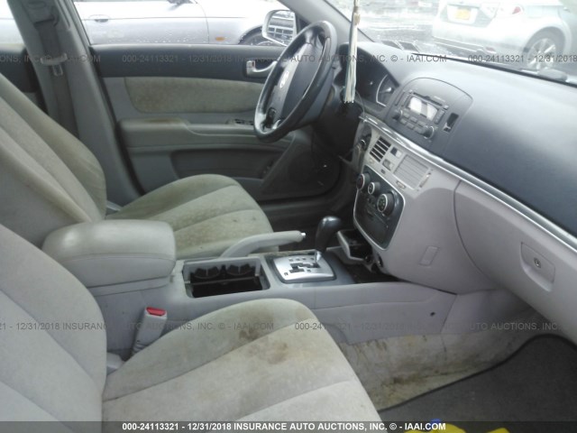 5NPEU46F36H125809 - 2006 HYUNDAI SONATA GLS/LX SILVER photo 5