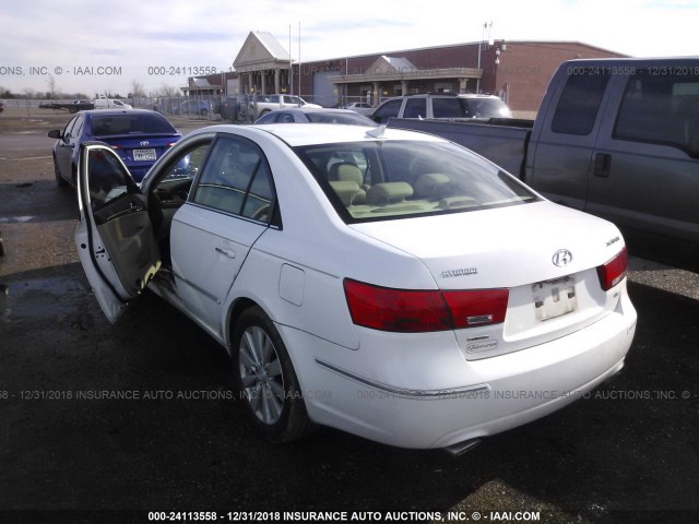 5NPEU46F59H528890 - 2009 HYUNDAI SONATA SE/LIMITED WHITE photo 3