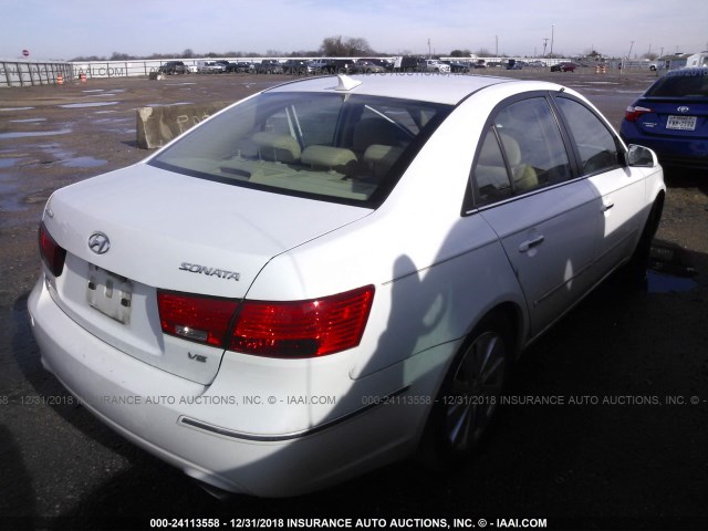 5NPEU46F59H528890 - 2009 HYUNDAI SONATA SE/LIMITED WHITE photo 4