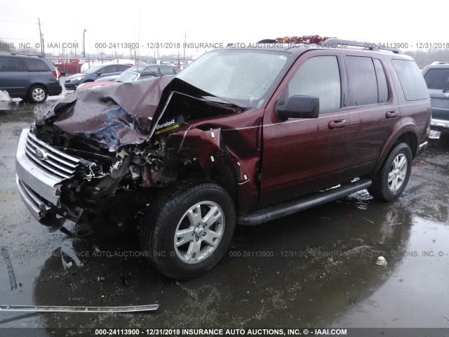 1FMEU6DE4AUA56497 - 2010 FORD EXPLORER XLT BURGUNDY photo 2