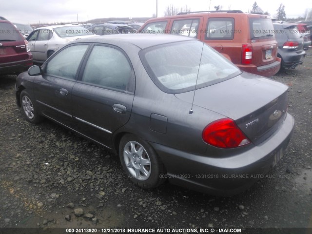 KNAFB121225131045 - 2002 KIA SPECTRA LS GRAY photo 3