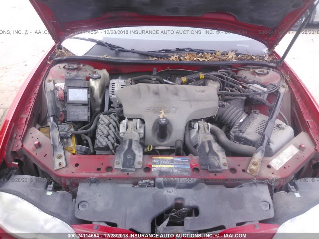 2G1WX12K359300583 - 2005 CHEVROLET MONTE CARLO LT RED photo 10