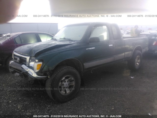 4TAWM72N3XZ537480 - 1999 TOYOTA TACOMA XTRACAB GREEN photo 2