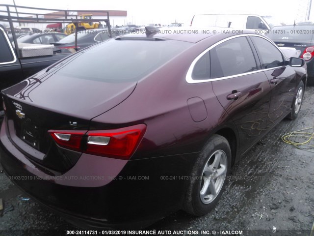 1G1ZB5ST7GF294745 - 2016 CHEVROLET MALIBU LS Tünd qırmızı foto 4