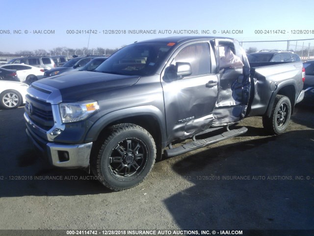 5TFRM5F12EX080408 - 2014 TOYOTA TUNDRA DOUBLE CAB SR/SR5 GRAY photo 2