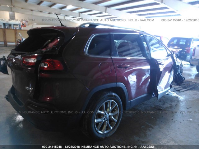 1C4PJLCBXFW790827 - 2015 JEEP CHEROKEE LATITUDE RED photo 4