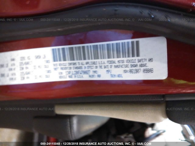 1C4PJLCBXFW790827 - 2015 JEEP CHEROKEE LATITUDE RED photo 9