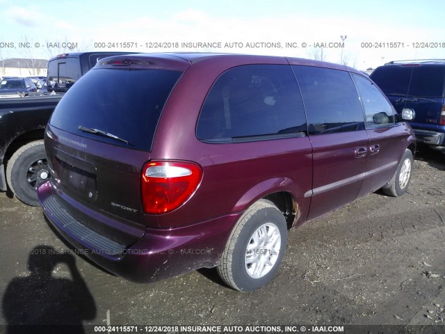 2B4GP44392R753893 - 2002 DODGE GRAND CARAVAN SPORT BURGUNDY photo 4