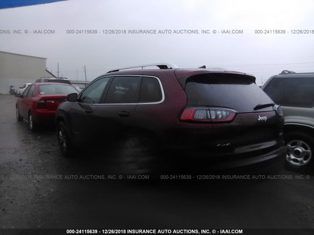 1C4PJMLB9KD181529 - 2019 JEEP CHEROKEE MAROON photo 3