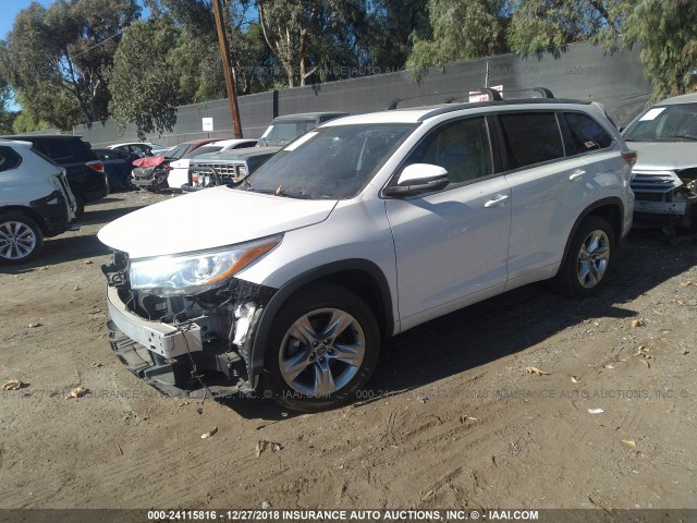 5TDYKRFH1GS130343 - 2016 TOYOTA HIGHLANDER LIMITED/LTD PLATINUM WHITE photo 2