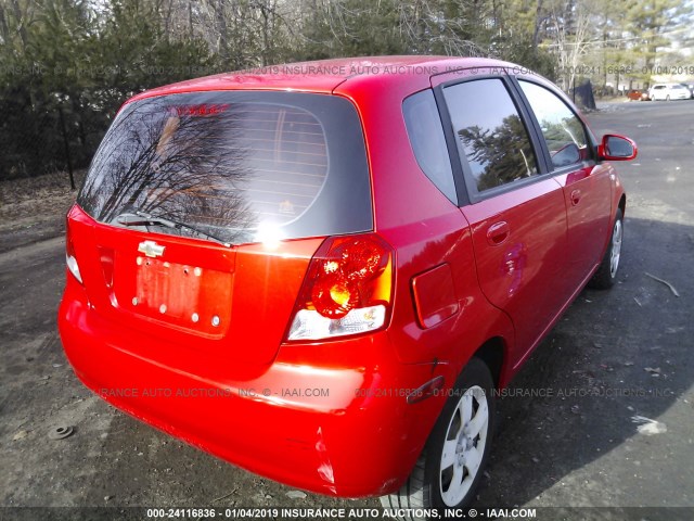 KL1TD66658B130301 - 2008 CHEVROLET AVEO LS RED photo 4