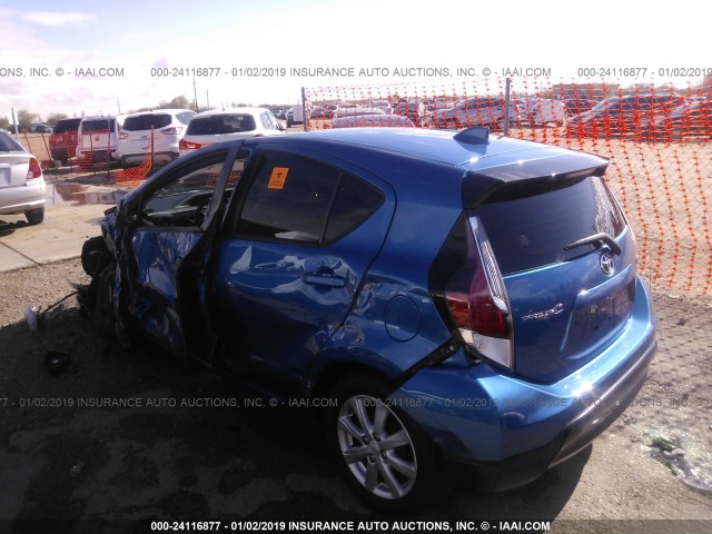 JTDKDTB31H1591872 - 2017 TOYOTA PRIUS C BLUE photo 3