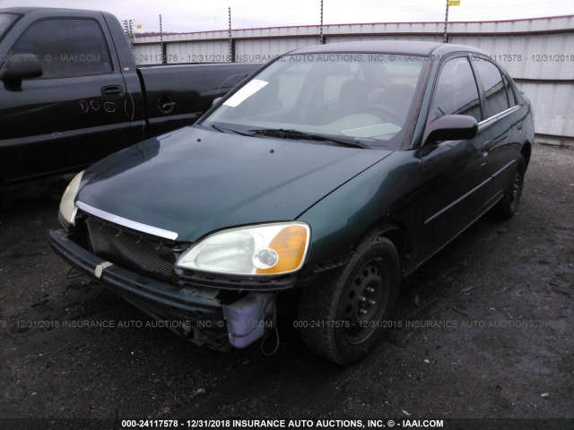 1HGES16271L051821 - 2001 HONDA CIVIC DX GREEN photo 2