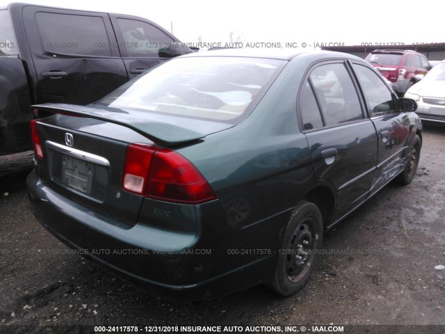 1HGES16271L051821 - 2001 HONDA CIVIC DX GREEN photo 4