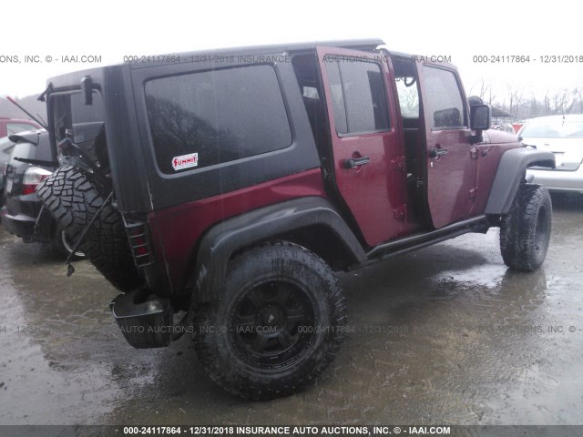 1C4BJWDG1DL517294 - 2013 JEEP WRANGLER UNLIMITE SPORT MAROON photo 4