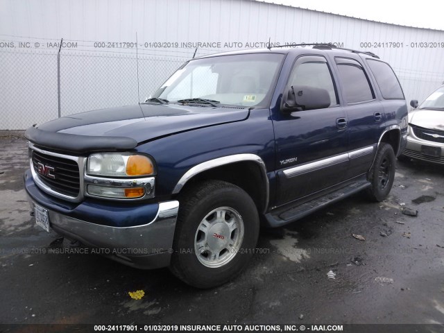 1GKEC13Z72R164328 - 2002 GMC YUKON BLUE photo 2