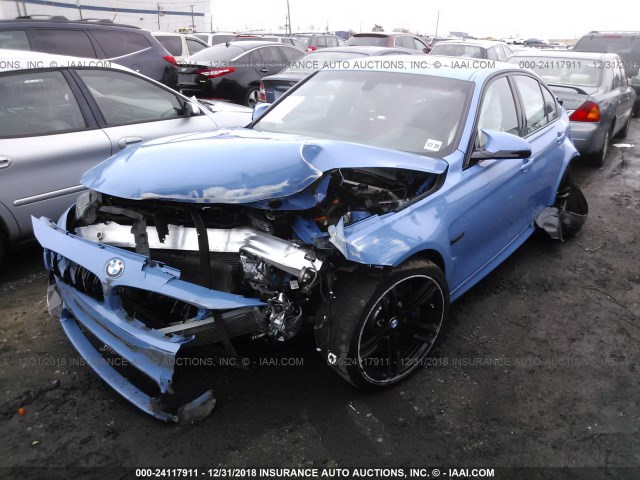 WBS3C9C51FP805577 - 2015 BMW M3 BLUE photo 2