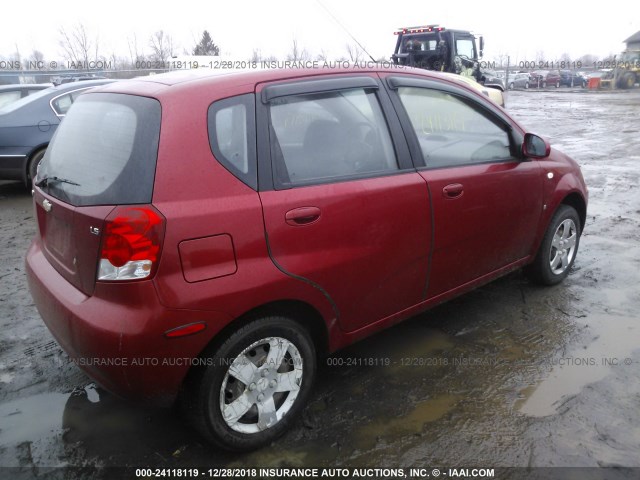 KL1TD66617B772206 - 2007 CHEVROLET AVEO LS RED photo 4