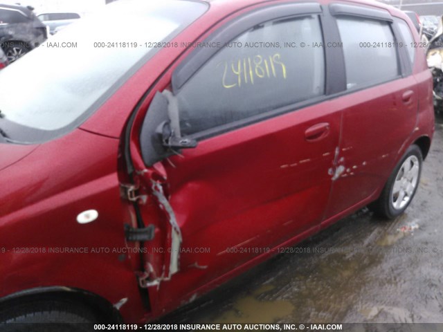 KL1TD66617B772206 - 2007 CHEVROLET AVEO LS RED photo 6