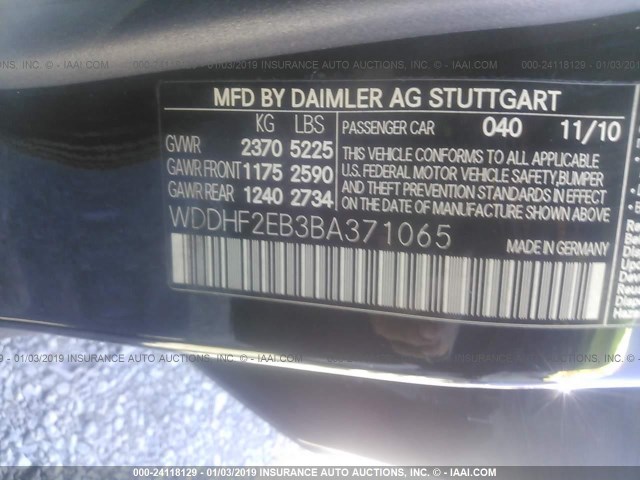 WDDHF2EB3BA371065 - 2011 MERCEDES-BENZ E 350 BLUETEC BLACK photo 9