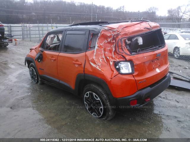 ZACCJBCT8GPC62123 - 2016 JEEP RENEGADE TRAILHAWK ORANGE photo 3