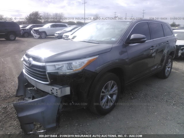 5TDZKRFH0ES009613 - 2014 TOYOTA HIGHLANDER LE/LE PLUS GRAY photo 2