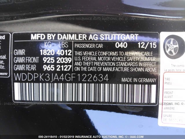 WDDPK3JA4GF122634 - 2016 MERCEDES-BENZ SLK 300 BLACK photo 9