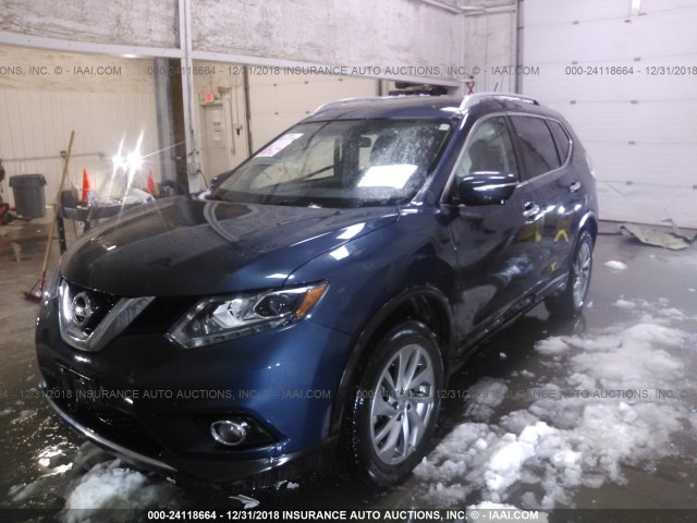 5N1AT2MV0FC757447 - 2015 NISSAN ROGUE S/SL/SV Dark Blue photo 2