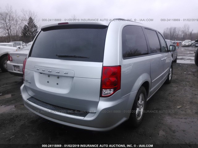 2C4RDGCG6CR139928 - 2012 DODGE GRAND CARAVAN SXT SILVER photo 4