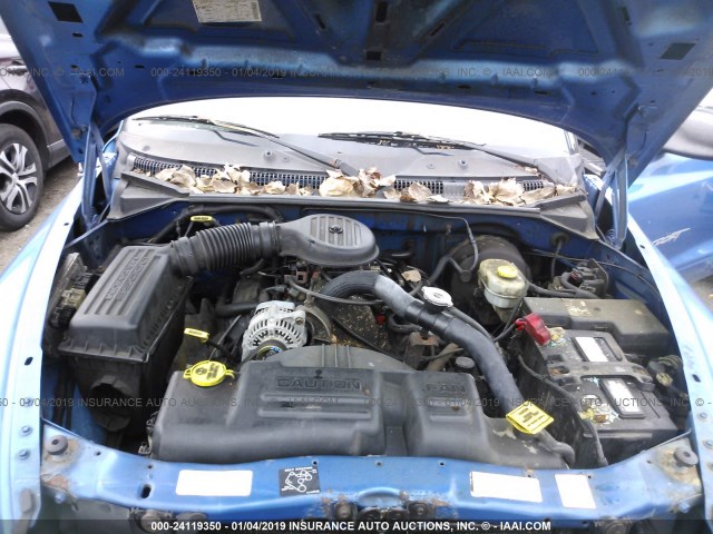 1B7GG26X71S216279 - 2001 DODGE DAKOTA BLUE photo 10