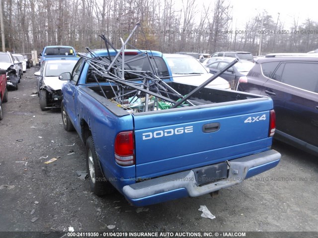 1B7GG26X71S216279 - 2001 DODGE DAKOTA BLUE photo 3