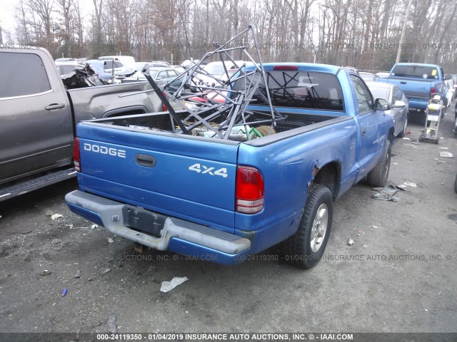 1B7GG26X71S216279 - 2001 DODGE DAKOTA BLUE photo 4