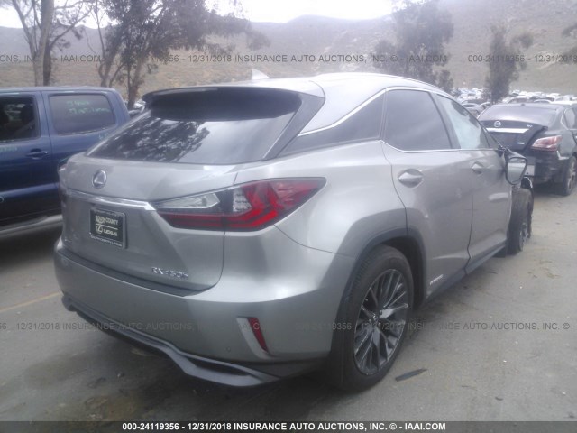 2T2BGMCA0HC017197 - 2017 LEXUS RX 450H/BASE/F SPORT GRAY photo 4