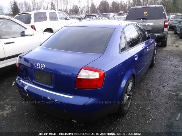 WAULC68E93A243499 - 2003 AUDI A4 1.8T QUATTRO BLUE photo 4