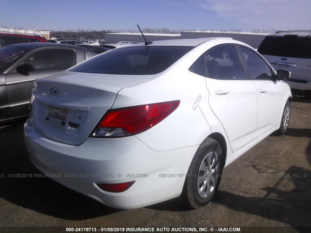 KMHCT4AE3GU074419 - 2016 HYUNDAI ACCENT SE WHITE photo 4