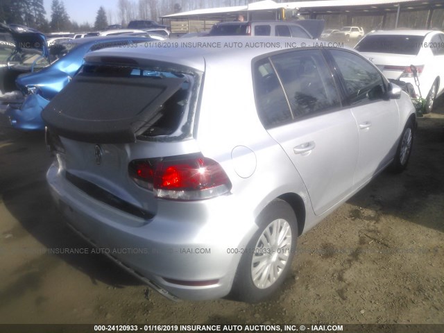 WVWDB7AJXCW332704 - 2012 VOLKSWAGEN GOLF SILVER photo 4