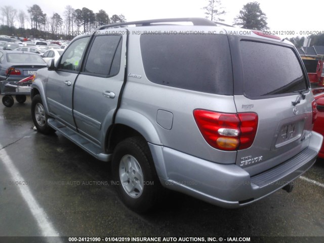 5TDBT48A32S115552 - 2002 TOYOTA SEQUOIA LIMITED SILVER photo 3