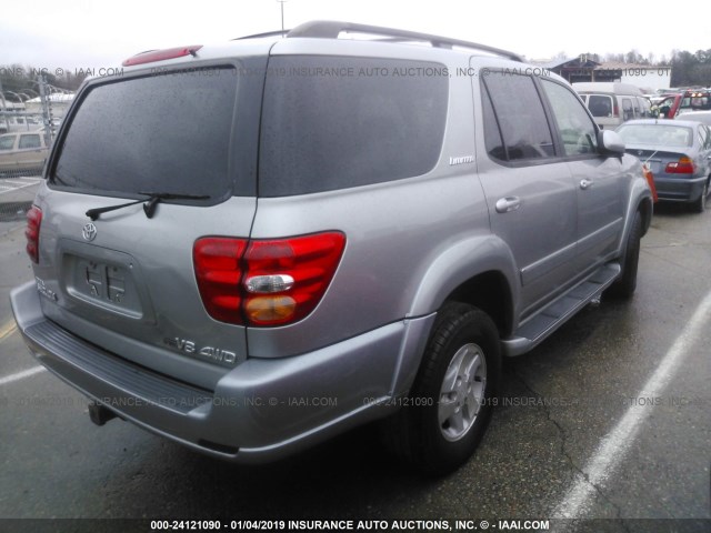 5TDBT48A32S115552 - 2002 TOYOTA SEQUOIA LIMITED SILVER photo 4