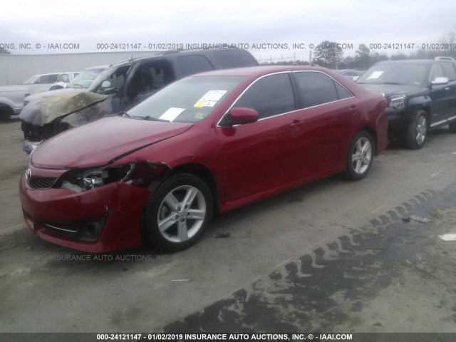4T1BF1FK2EU787650 - 2014 TOYOTA CAMRY L/SE/LE/XLE RED photo 2