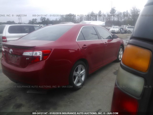 4T1BF1FK2EU787650 - 2014 TOYOTA CAMRY L/SE/LE/XLE RED photo 4