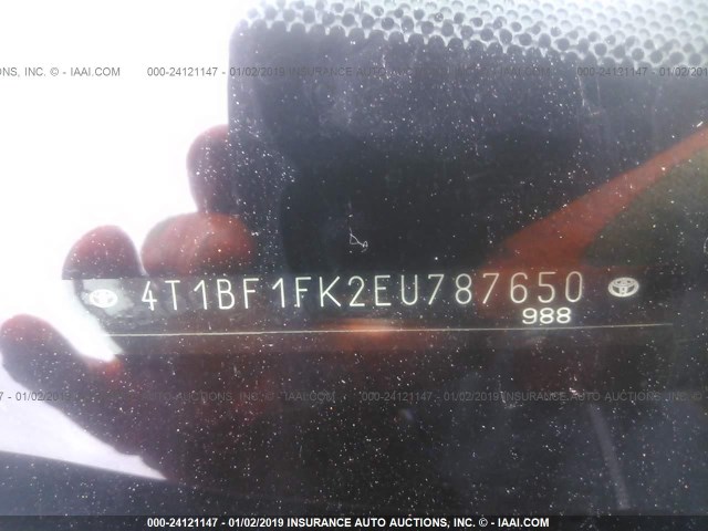 4T1BF1FK2EU787650 - 2014 TOYOTA CAMRY L/SE/LE/XLE RED photo 9