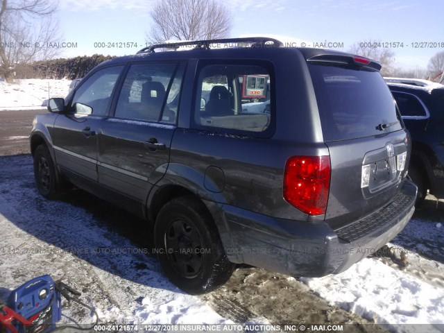 2HKYF18105H562141 - 2005 HONDA PILOT LX GRAY photo 3