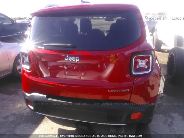 ZACCJADT4GPC84452 - 2016 JEEP RENEGADE LIMITED RED photo 6