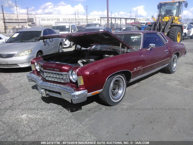 1H57L5Z436247 - 1975 CHEVROLET MONTE CARLO  RED photo 2