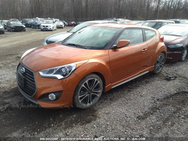 KMHTC6AE3HU308829 - 2017 HYUNDAI VELOSTER TURBO ORANGE photo 2