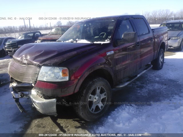 1FTPW14554KB77646 - 2004 FORD F150 SUPERCREW MAROON photo 2