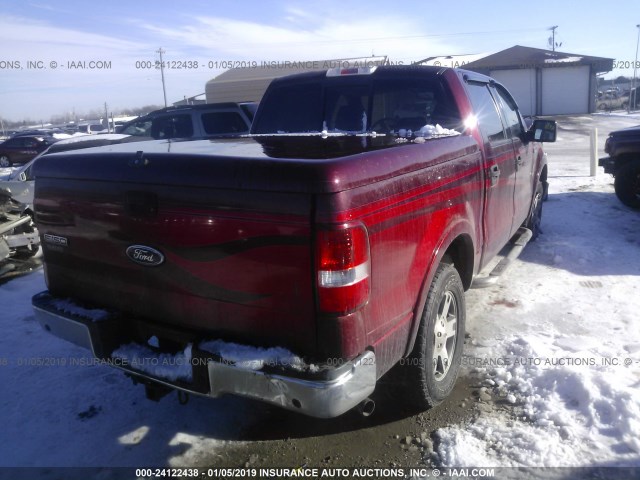 1FTPW14554KB77646 - 2004 FORD F150 SUPERCREW MAROON photo 4