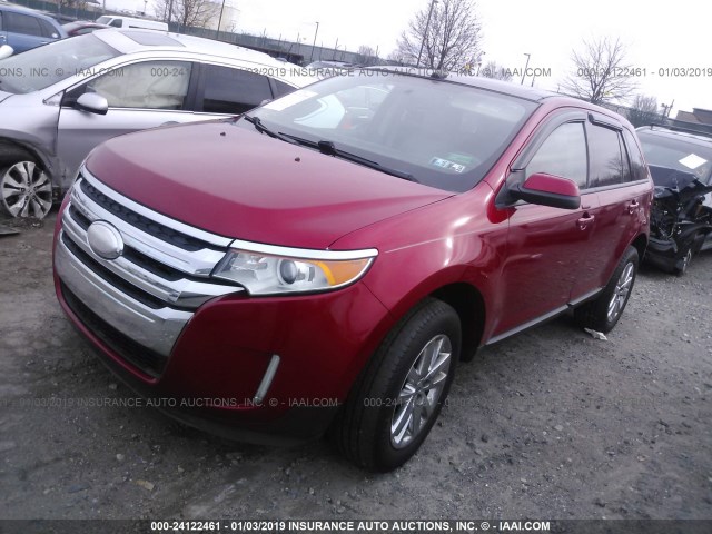 2FMDK4JC7CBA39422 - 2012 FORD EDGE SEL RED photo 2