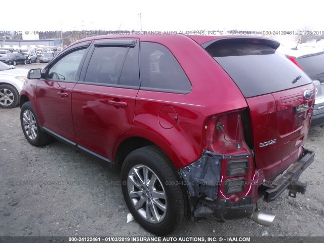 2FMDK4JC7CBA39422 - 2012 FORD EDGE SEL RED photo 3