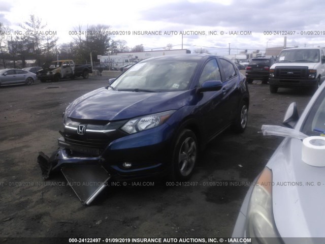 3CZRU6H55HM728494 - 2017 HONDA HR-V EX BLUE photo 2